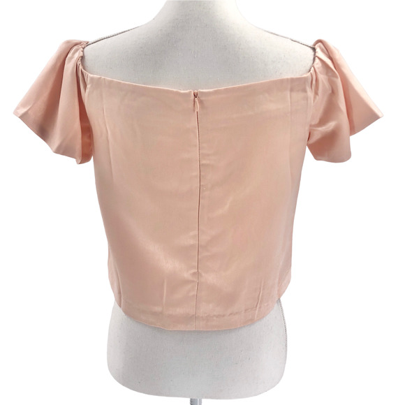 Lucy Paris NEW Womens Size Medium Off-the-Shoulder Blouse in Metallic Blush Pink - Picture 2 of 7
